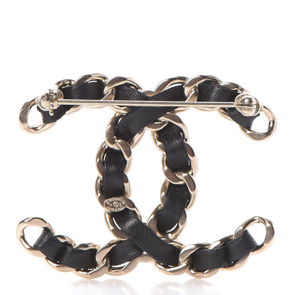 Chanel Lambskin Chain CC Brooch Black Gold 3 of 5