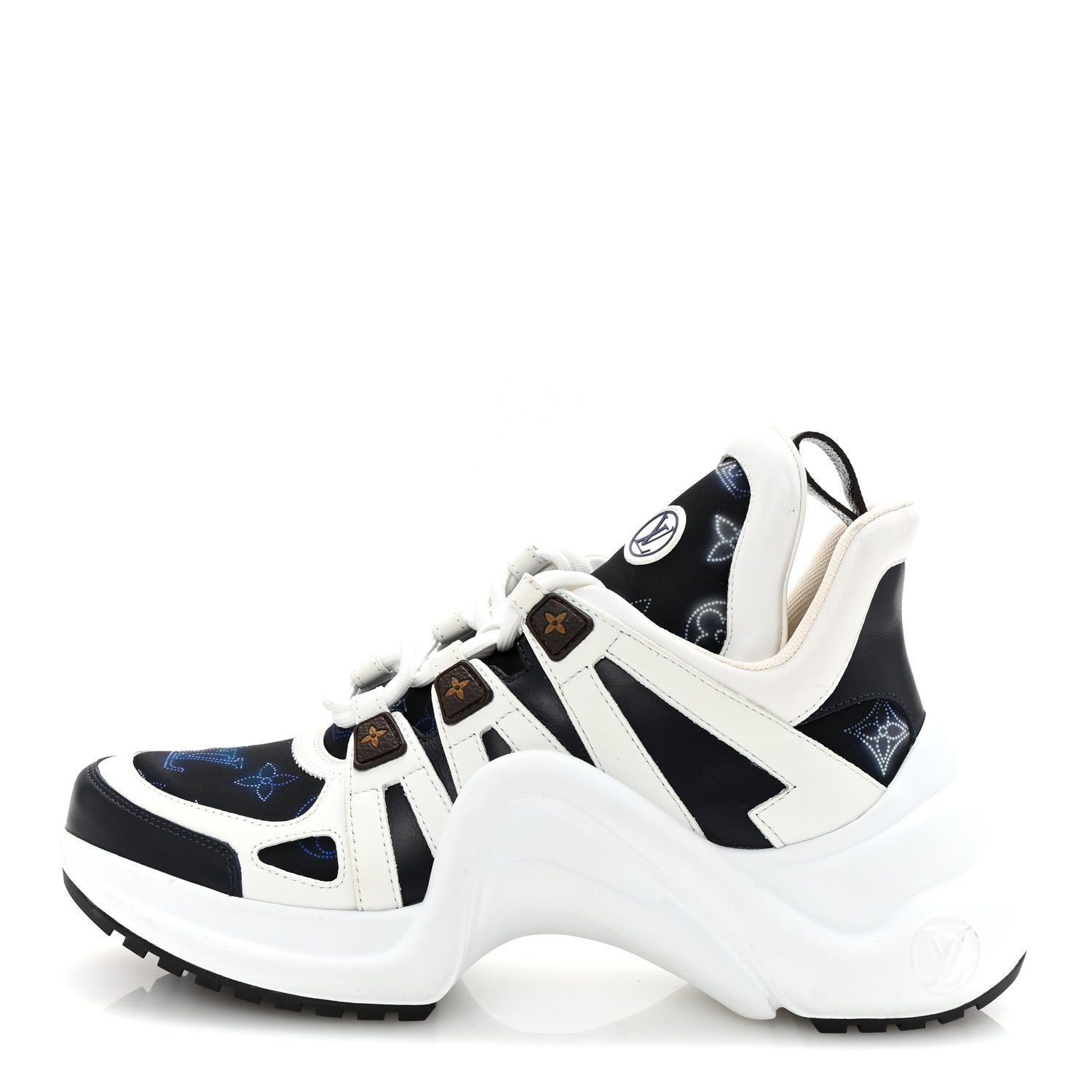 Louis Vuitton Calfskin LV Nylon Flight Mode Archlight Sneaker 38 Navy Blue 1 of 9