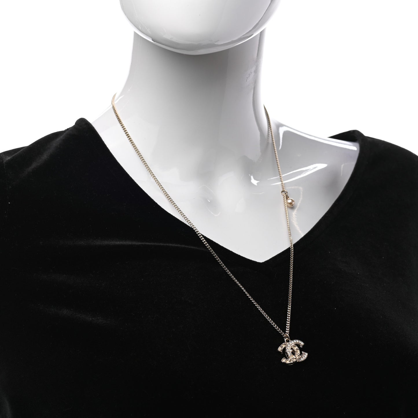 Crystal CC Pendant Necklace Gold
