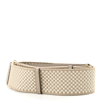 Fendi Ribbon Vitello King Logo Embossed Gingham Woven Adjustable Strap You Beige 2 of 6