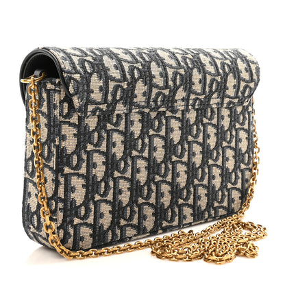 Christian Dior Oblique Saddle Chain Pouch Blue 3 of 10
