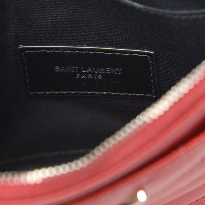 Saint Laurent Grain De Poudre Chevron Monogram Bill Pouch Rouge Eros 6 of 11