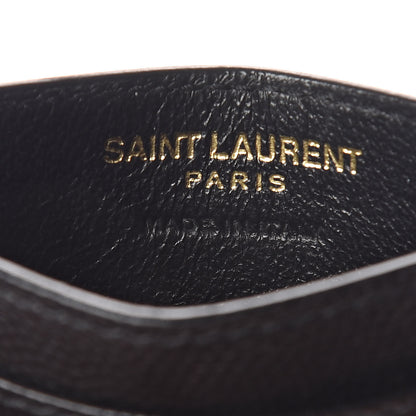 Saint Laurent Grain De Poudre Matelasse Chevron Monogram Credit Card Case Black 6 of 6