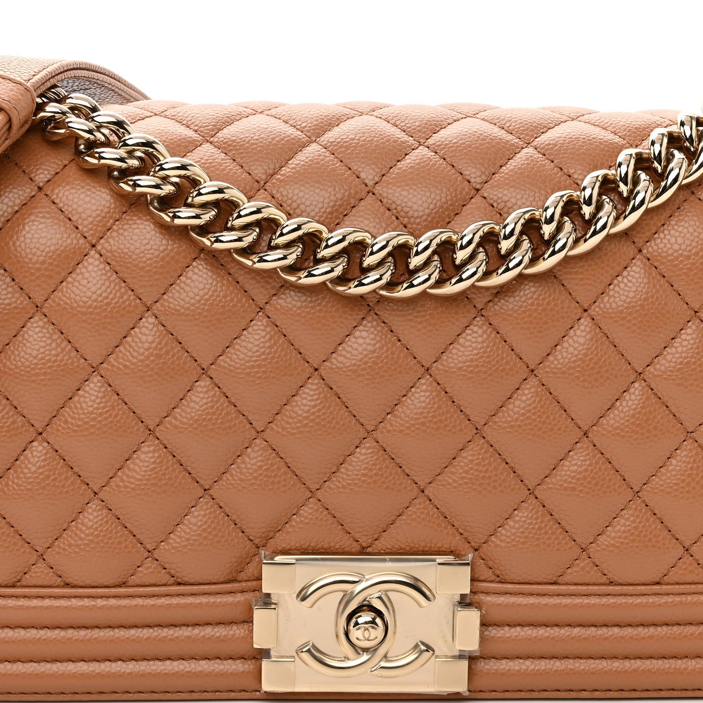 Caviar Quilted Medium Boy Flap Brown
