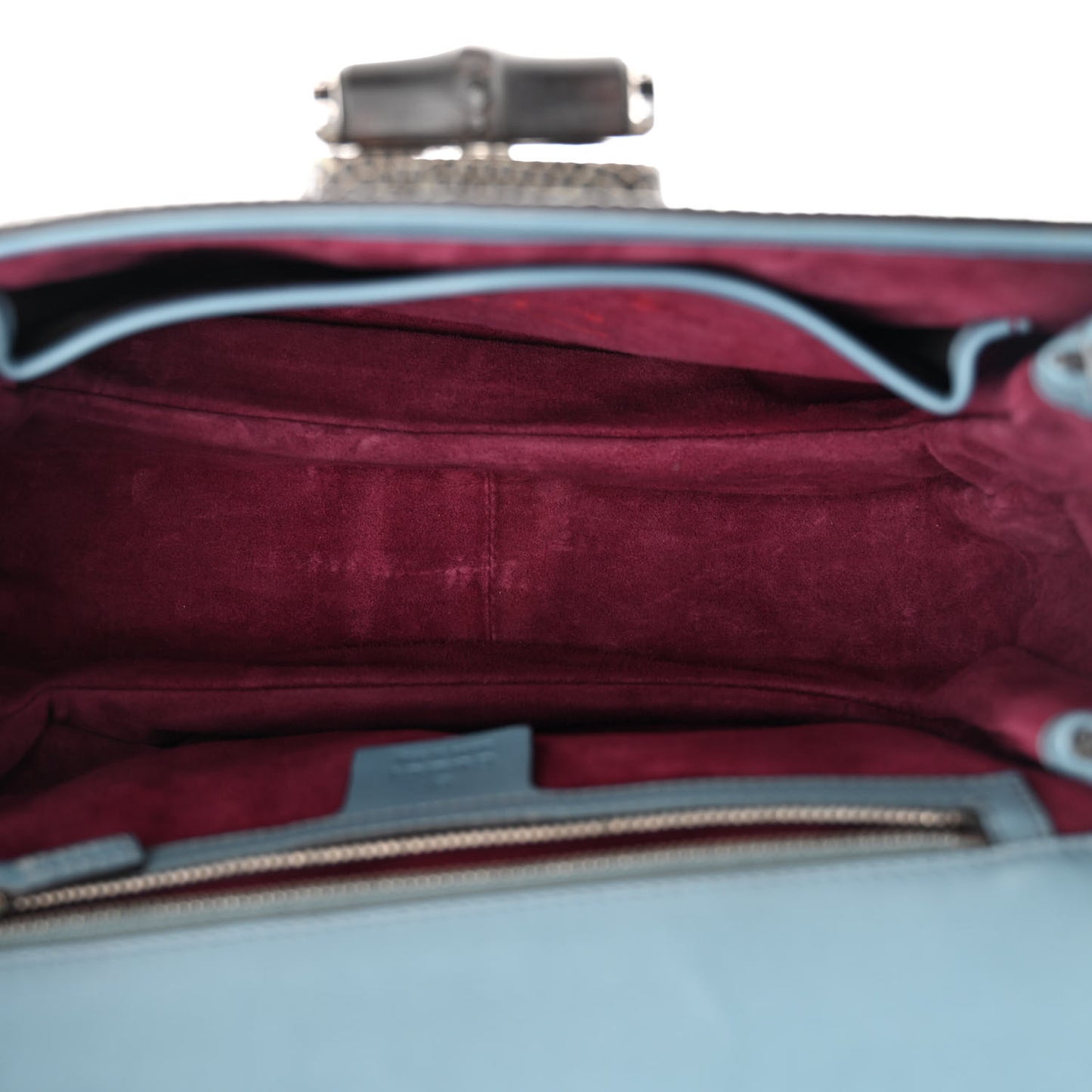 Calfskin Lizard Embossed Medium New Bamboo Top Handle Bag Blue