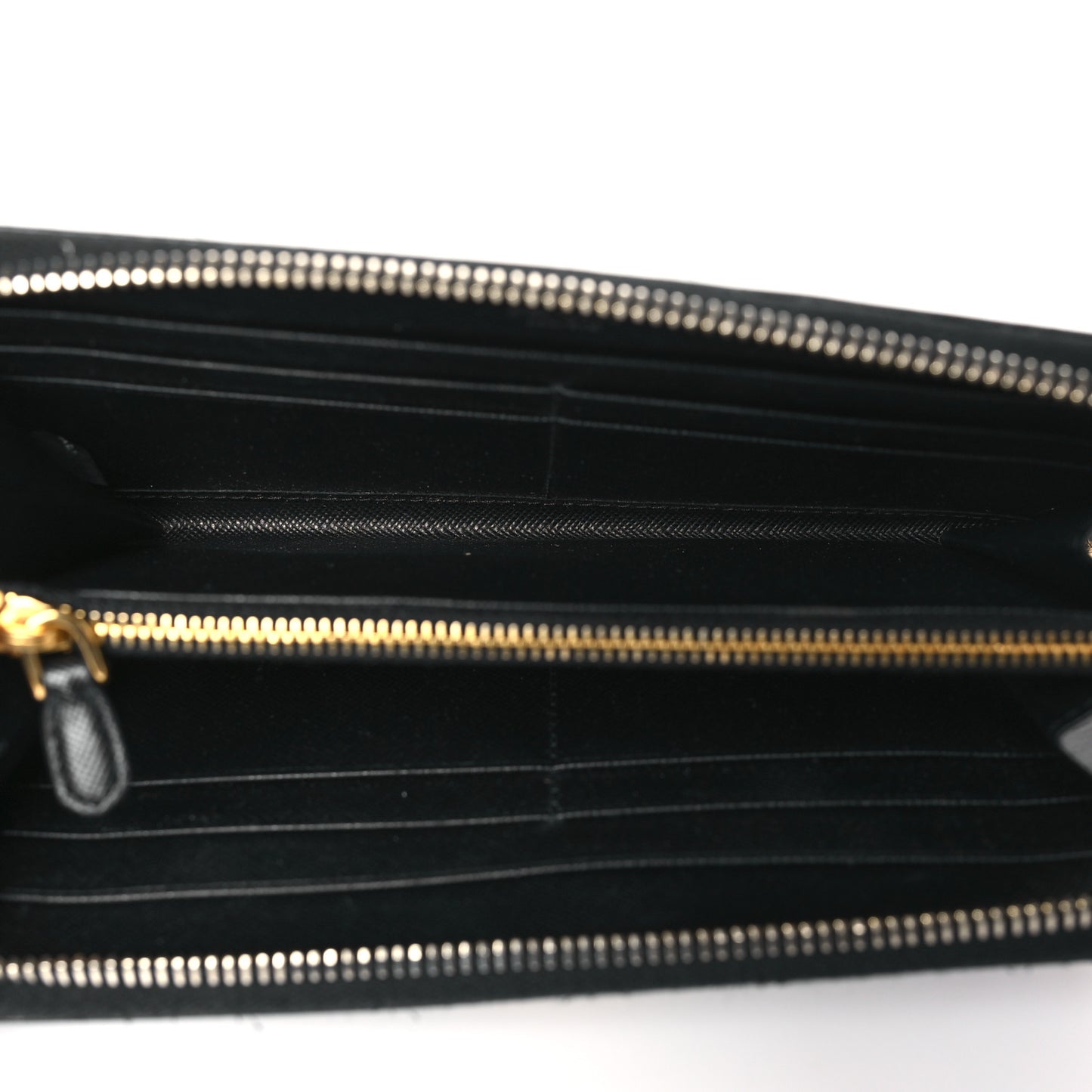 Saffiano Metal Zip Around Wallet Black