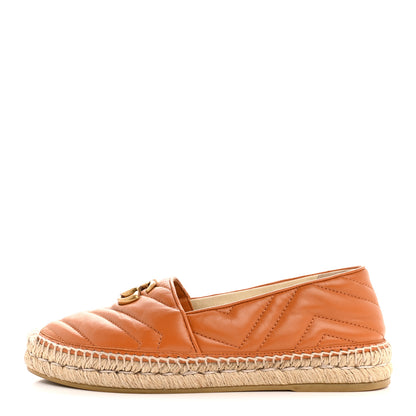 Gucci Nappa Matelasse GG Marmont Espadrilles 38.5 Cognac 1 of 9