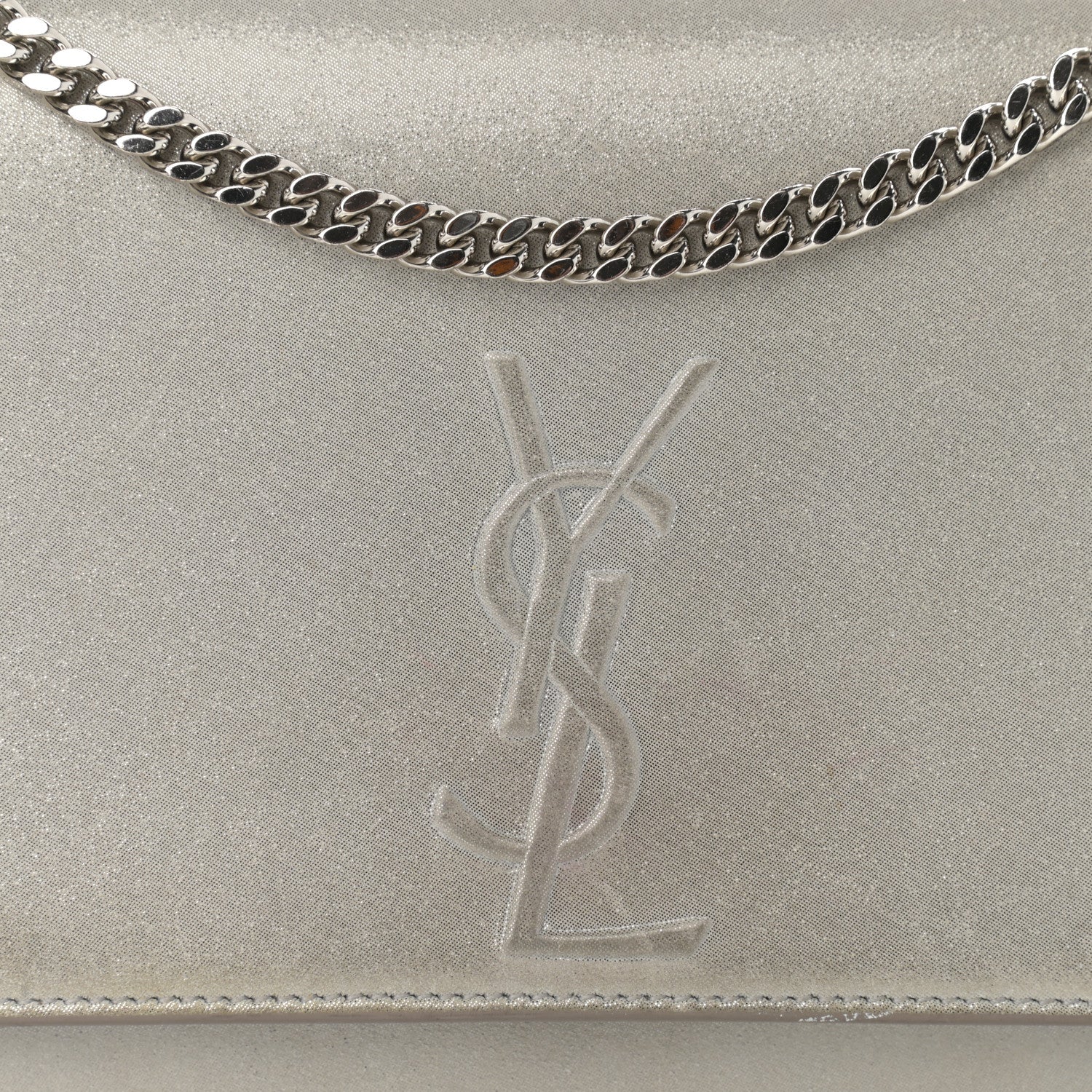 Saint Laurent Metallic Fabric Medium Monogram Kate Satchel Silver 8 of 10
