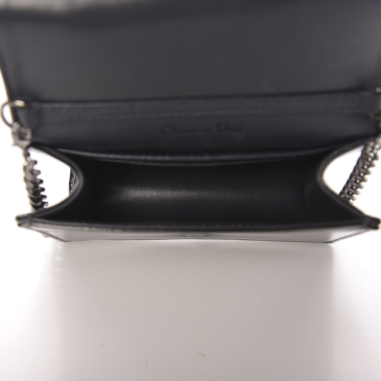 Metallic Patent Micro-Cannage Baby Diorama Flap Bag Onyx Black