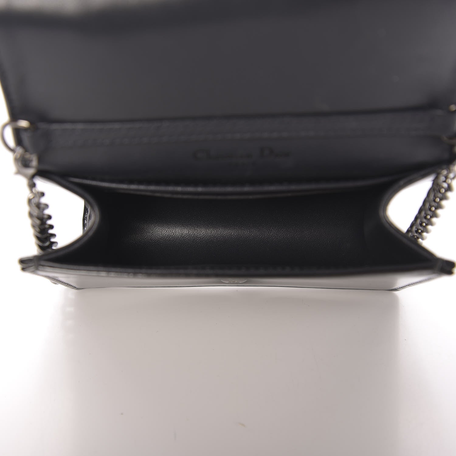 Christian Dior Metallic Patent Micro-Cannage Baby Diorama Flap Bag Onyx Black 5 of 9