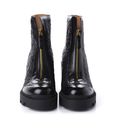 Gucci Calfskin Nappa Rhombus Quilted Trip Ankle Boots 40 Black 2 of 10