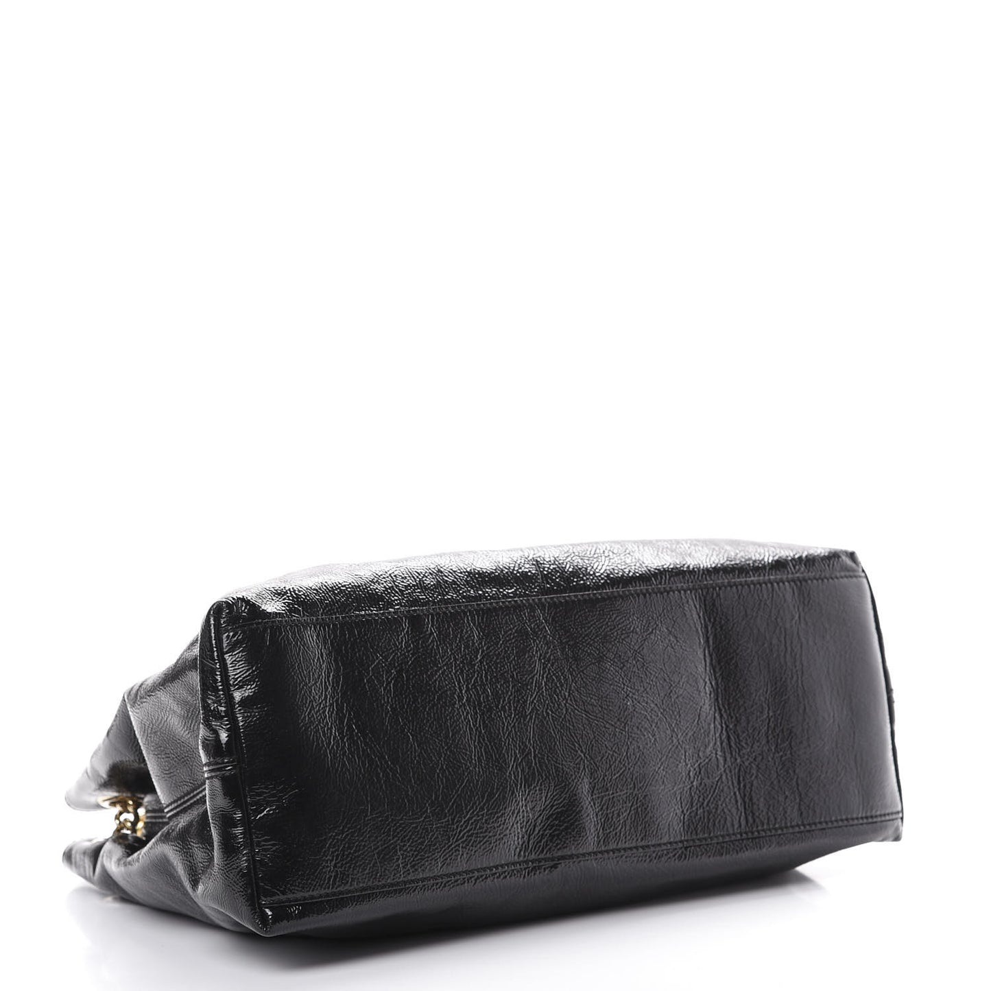 Patent Medium Soho Chain Shoulder Bag Black