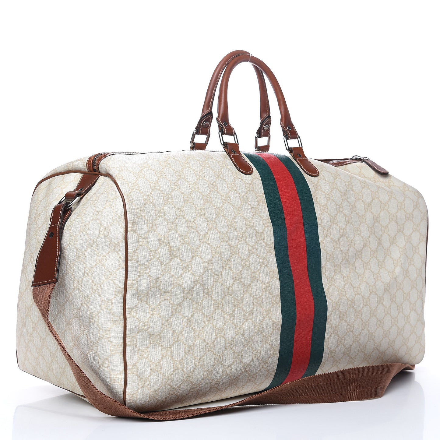 GG Plus Monogram Web Stripe Large Carry On Duffle Tan