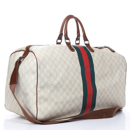 Gucci GG Plus Monogram Web Stripe Large Carry On Duffle Tan 3 of 18