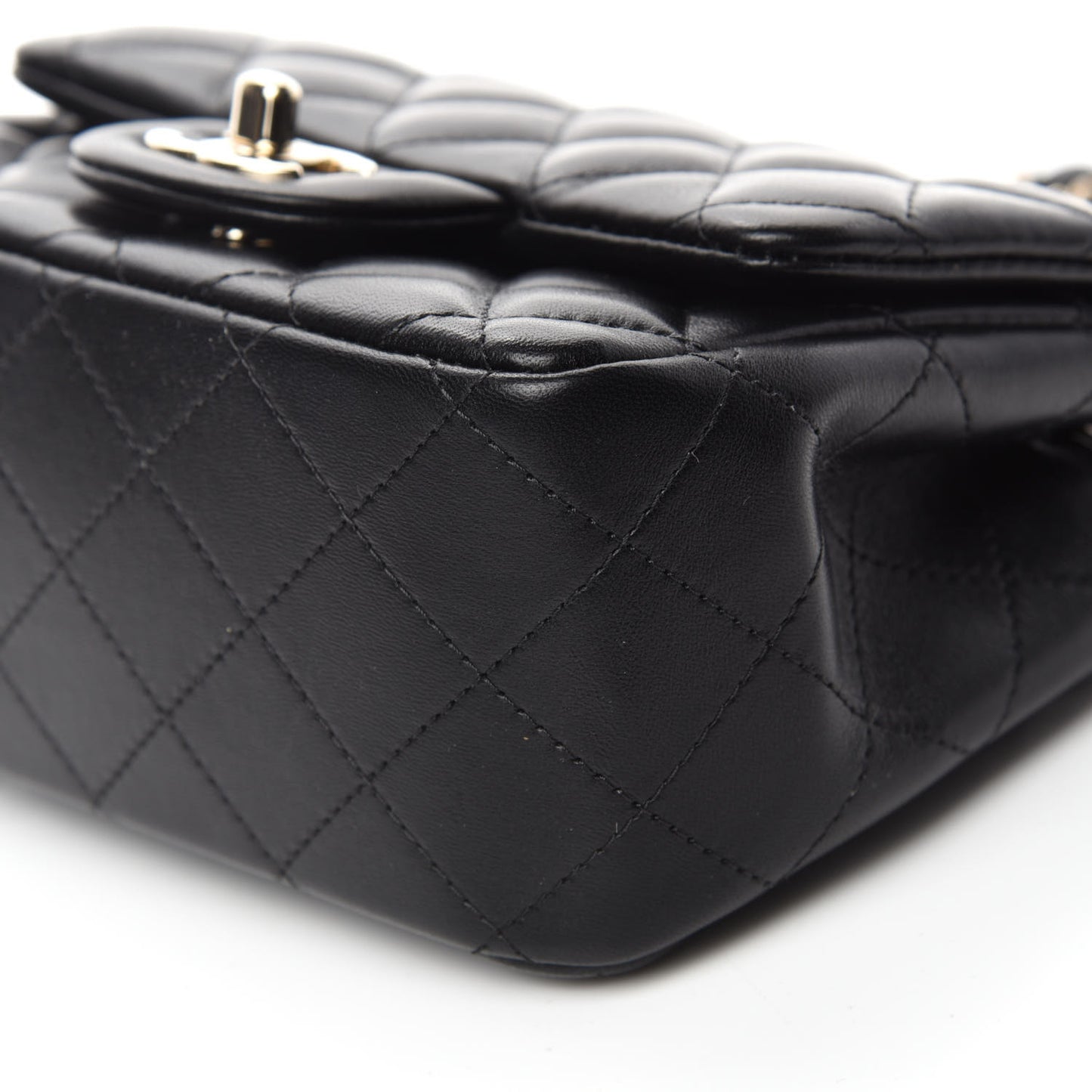 Lambskin Quilted Mini Square Flap Black