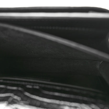 Saint Laurent Calfskin Crocodile Embossed Medium Monogram Sunset Black 5 of 11