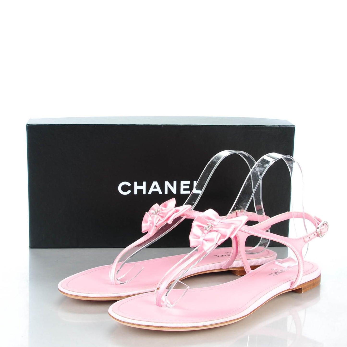 Satin Bow Thong Sandals 39 Rose
