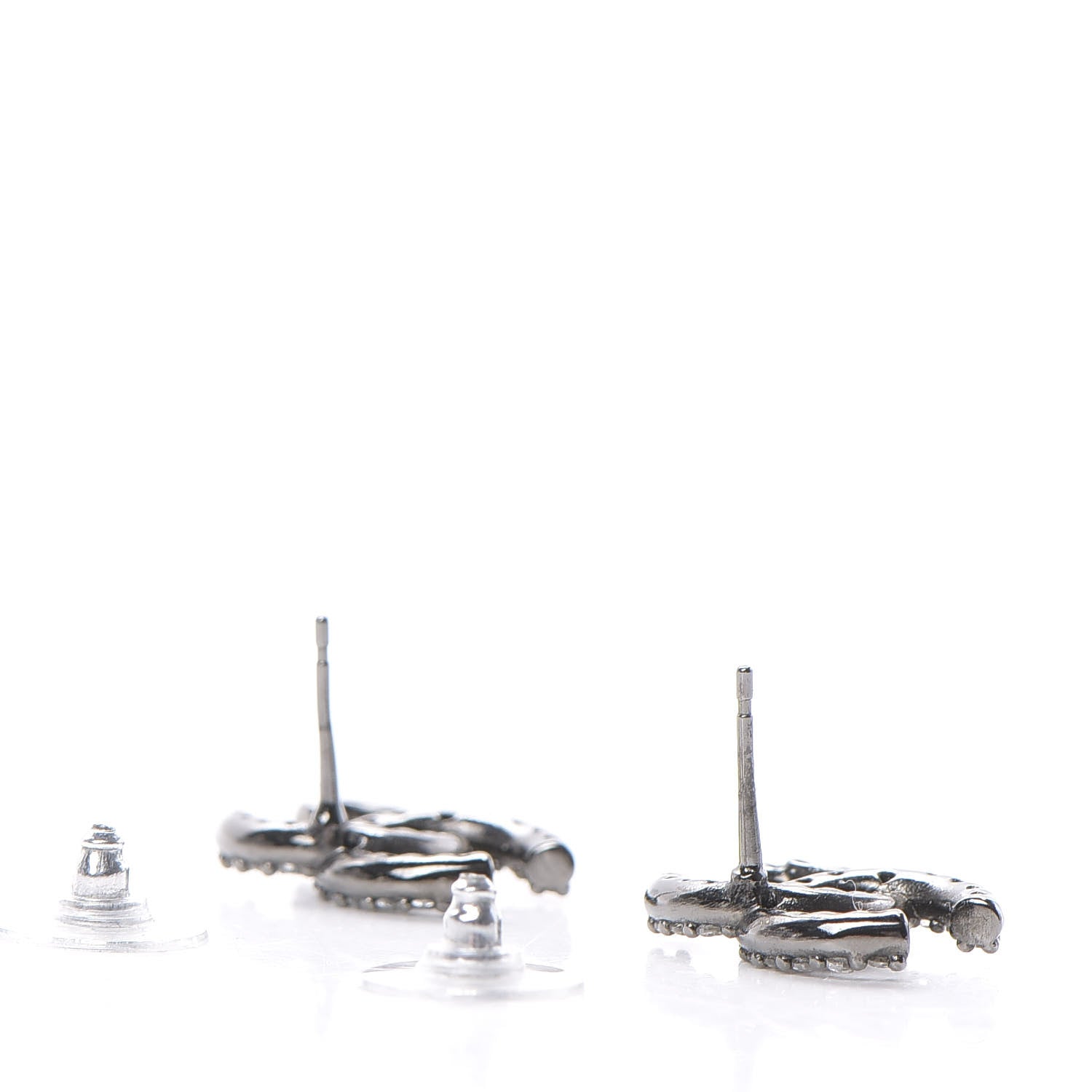 Chanel Ruthenium Crystal CC Earrings 3 of 6