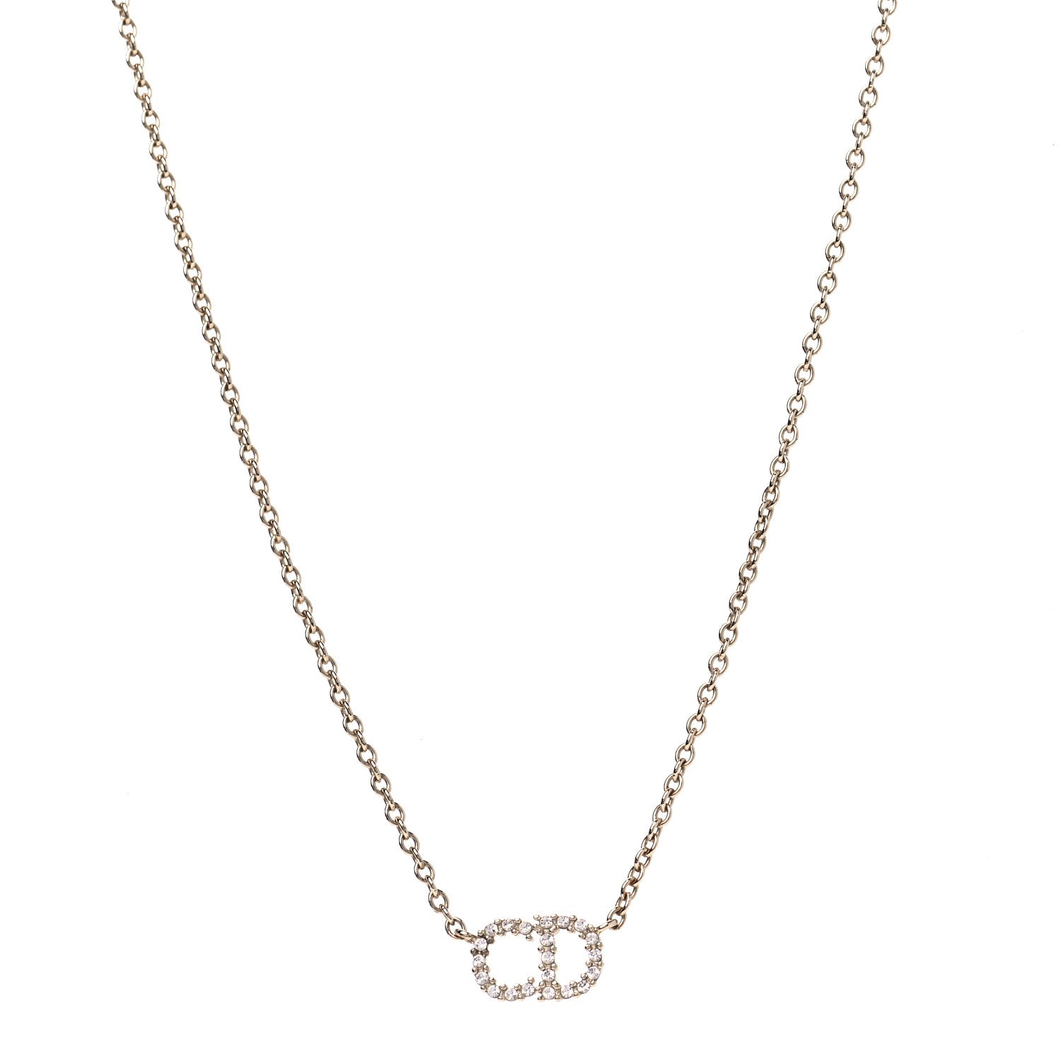 Christian Dior Metal Crystal Clair D Lune Necklace Gold 1 of 5