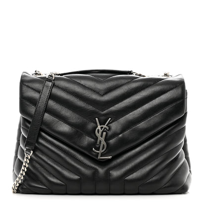Saint Laurent Calfskin Y Quilted Monogram Medium Loulou Chain Satchel Black 1 of 12