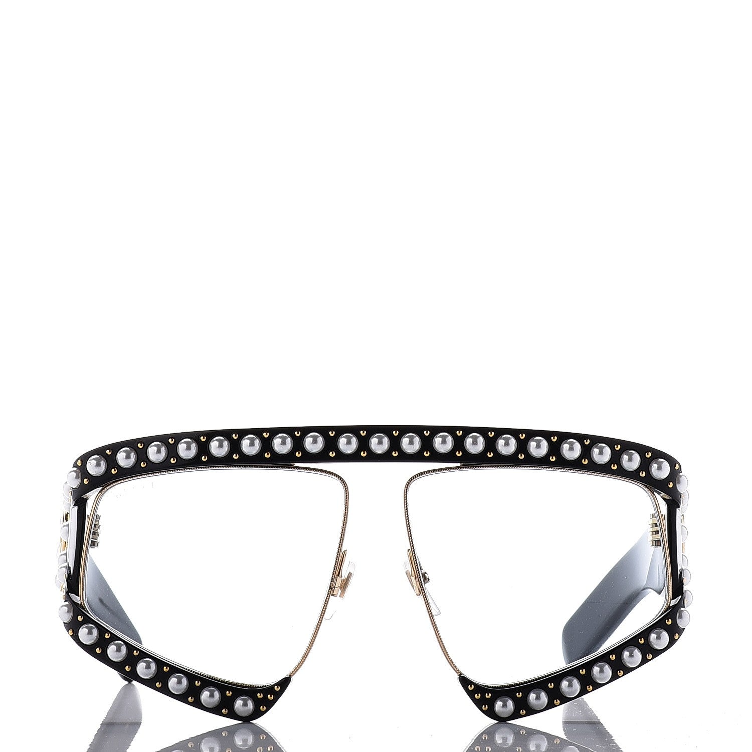 Gucci Acetate Pearl Rectangular Frame Sunglasses GG0234S7/S Black 2 of 9