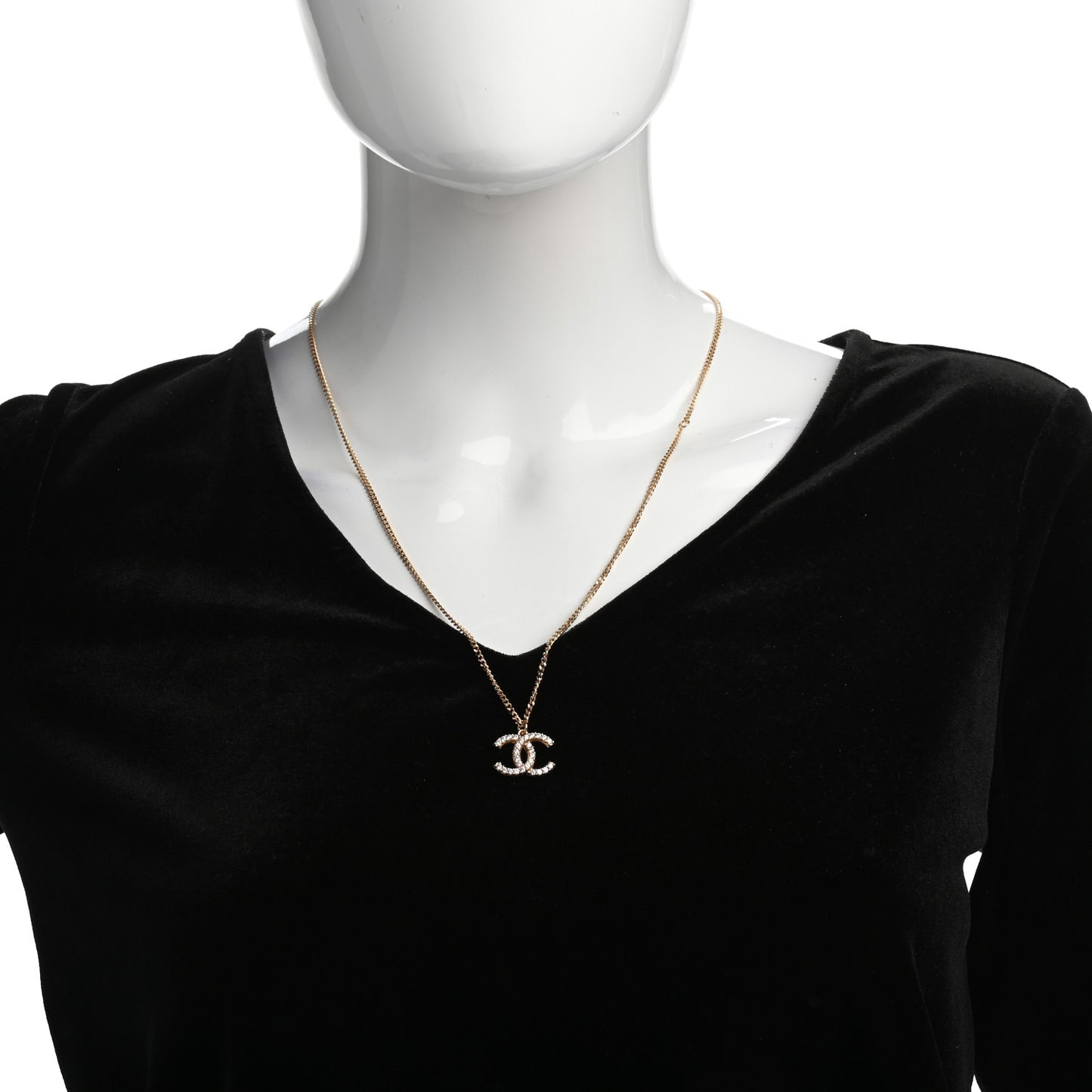 Crystal Lock Symbols CC Necklace Gold