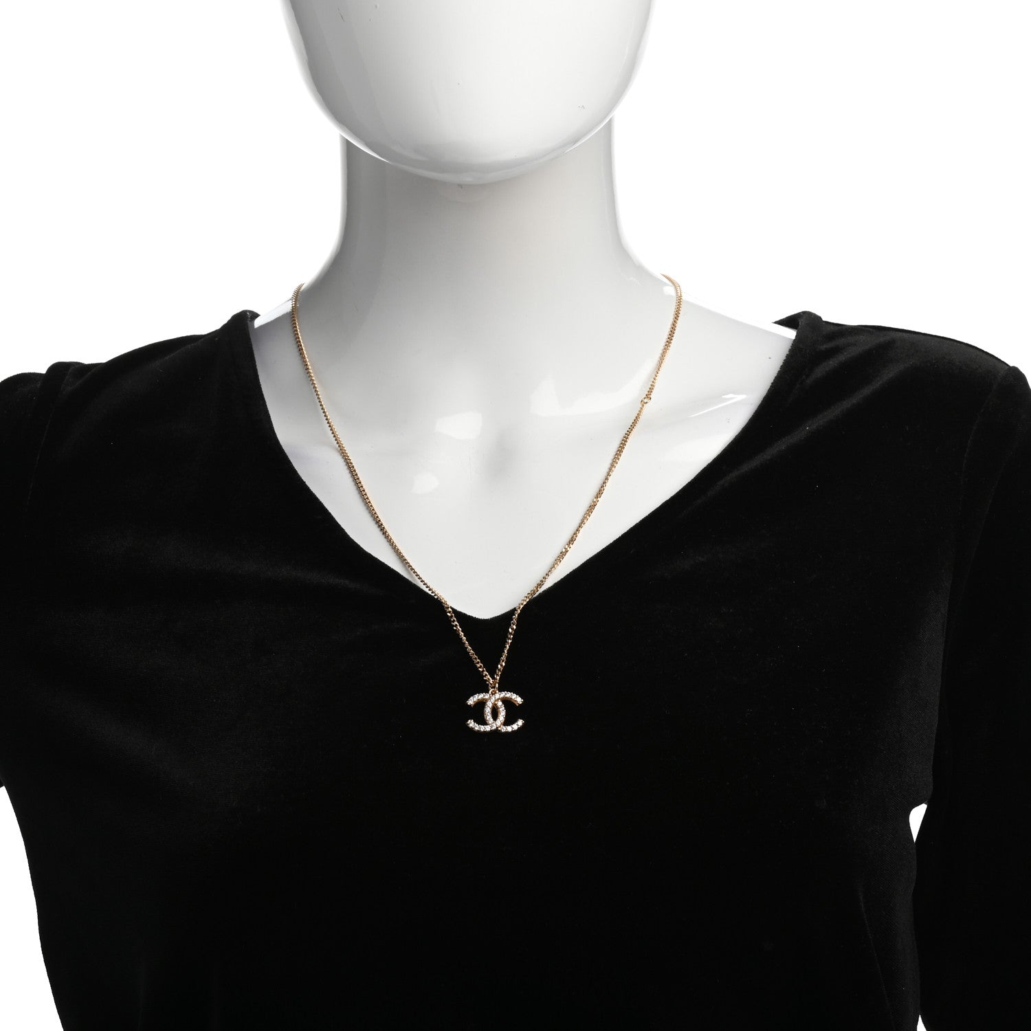 Chanel Crystal Lock Symbols CC Necklace Gold 2 of 5