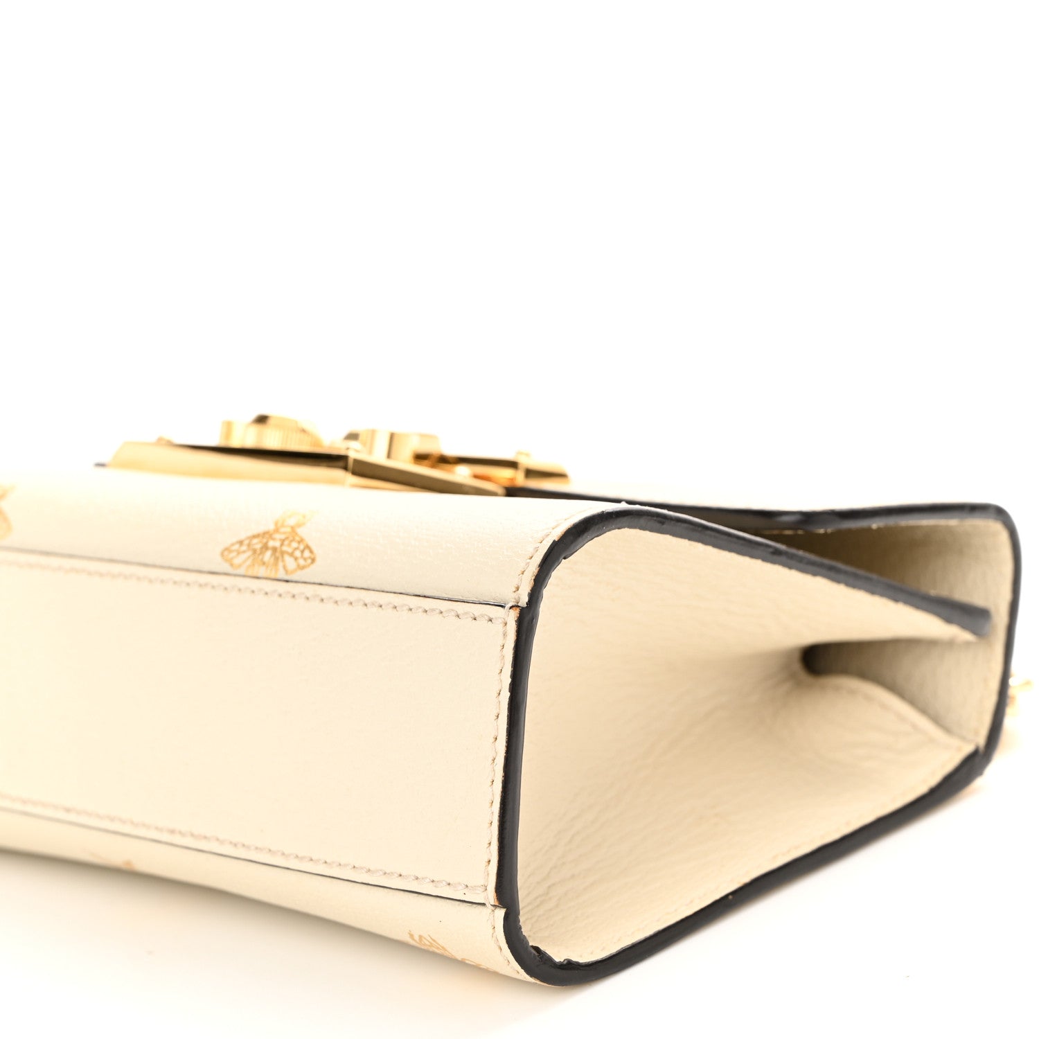 Gucci Grained Calfskin Bee Star Small Padlock Shoulder Bag White 10 of 12