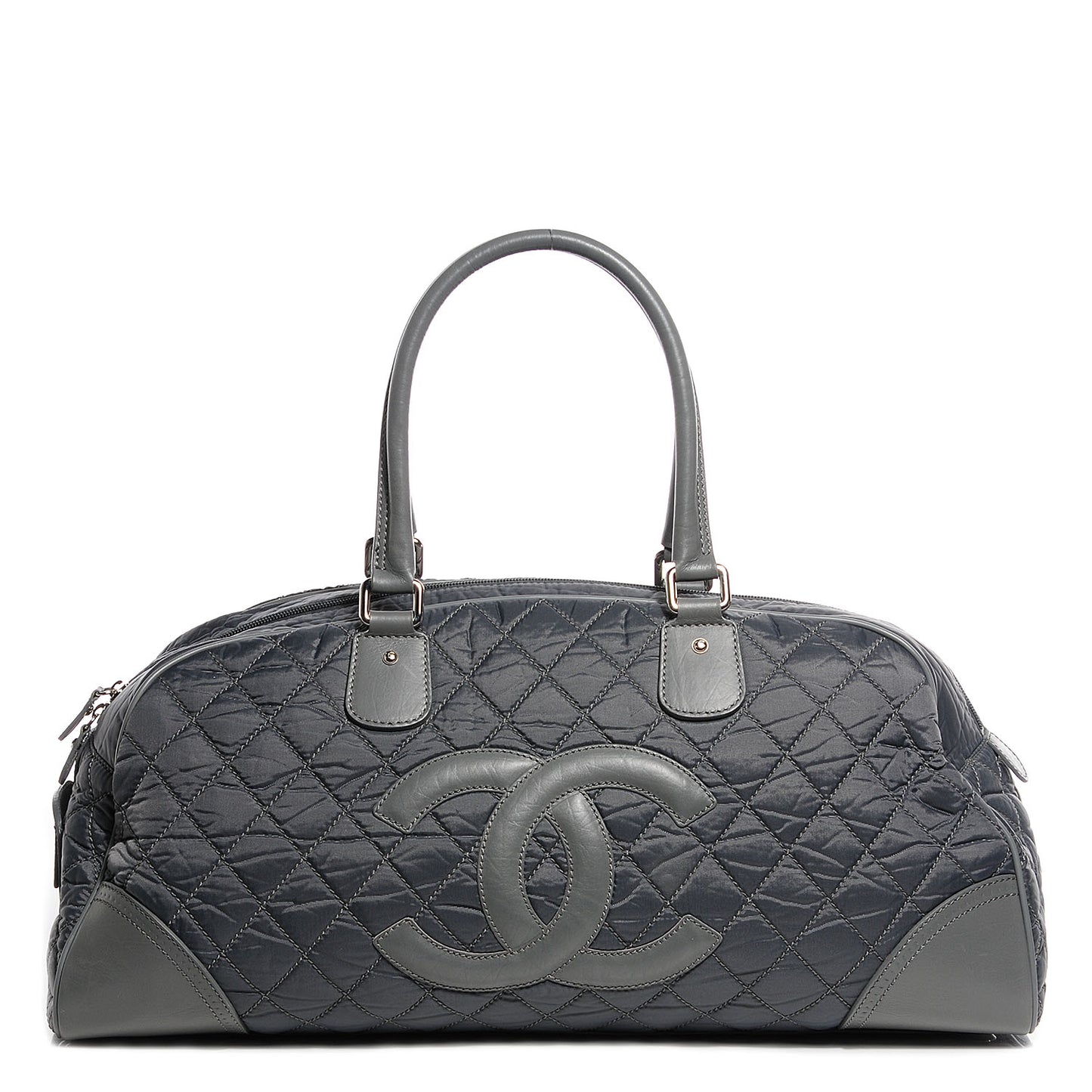 Calfskin Nylon Paris New York Duffel Bag Grey