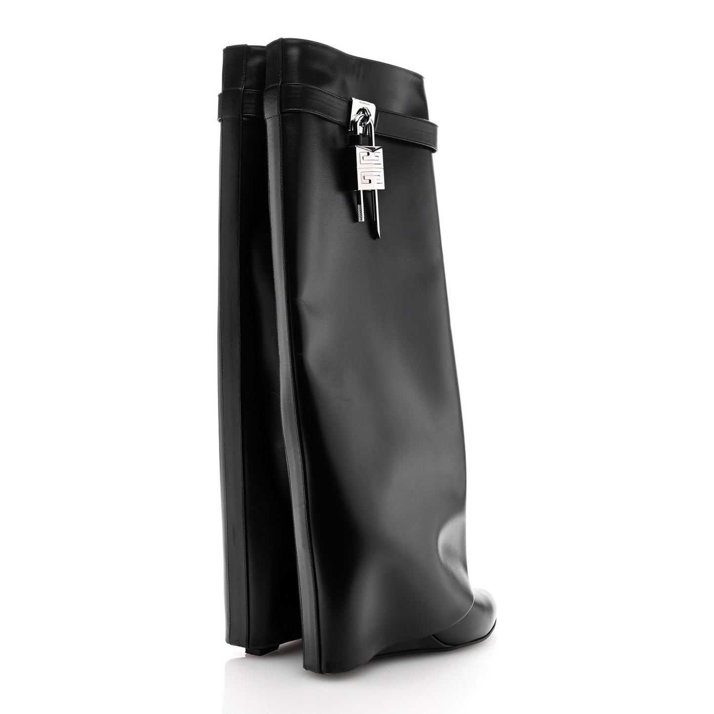 Calfskin Shark Lock Pant Boots 38 Black