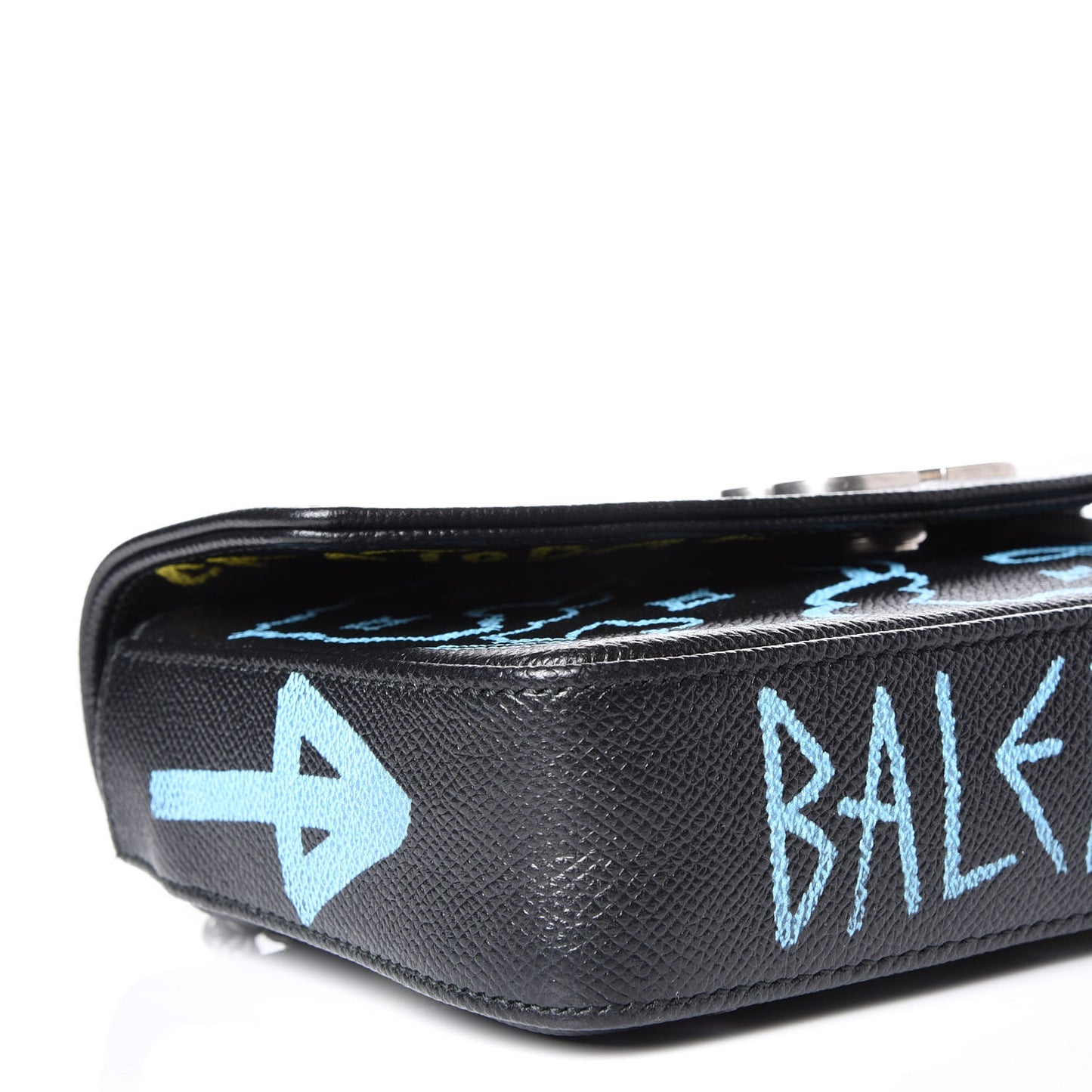 Calfskin Graffiti BB Chain Wallet Black Multicolor