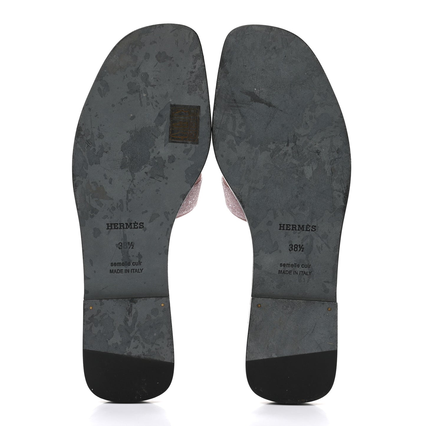 Suede Goatskin Crystal Powder Oran Sandals 38.5 Rose