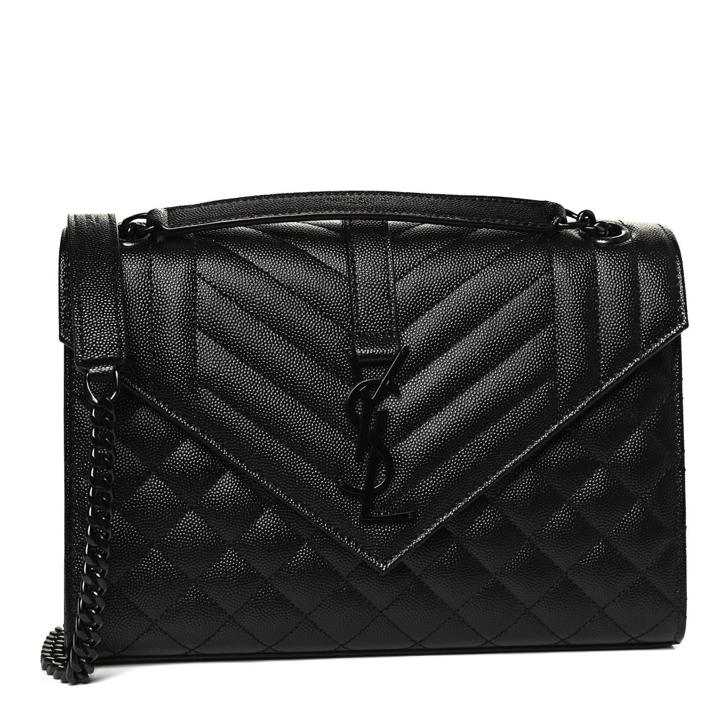 Grain De Poudre Textured Mixed Matelasse Triquilt Medium Monogram Satchel Black