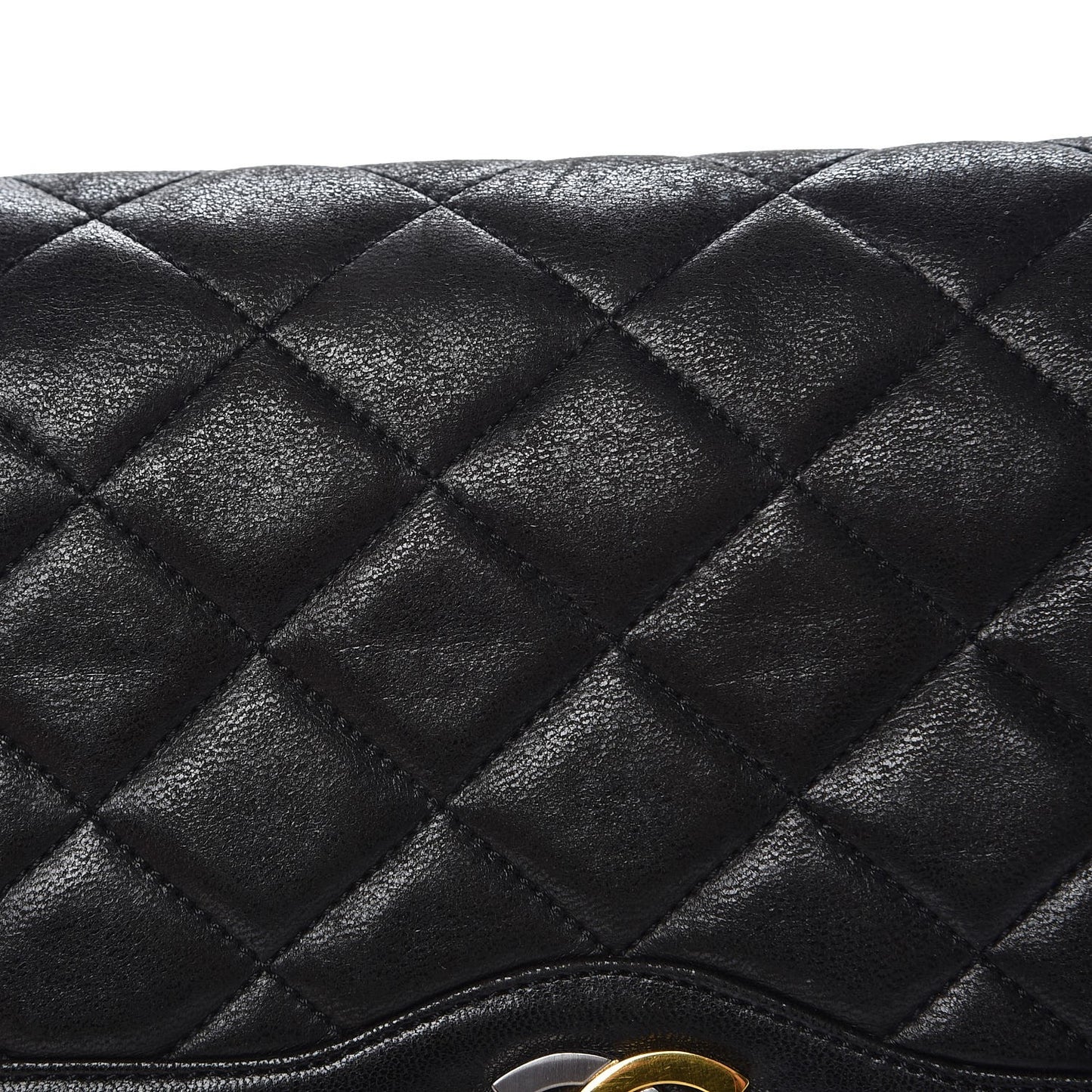 Lambskin Quilted Medium Double Flap Black