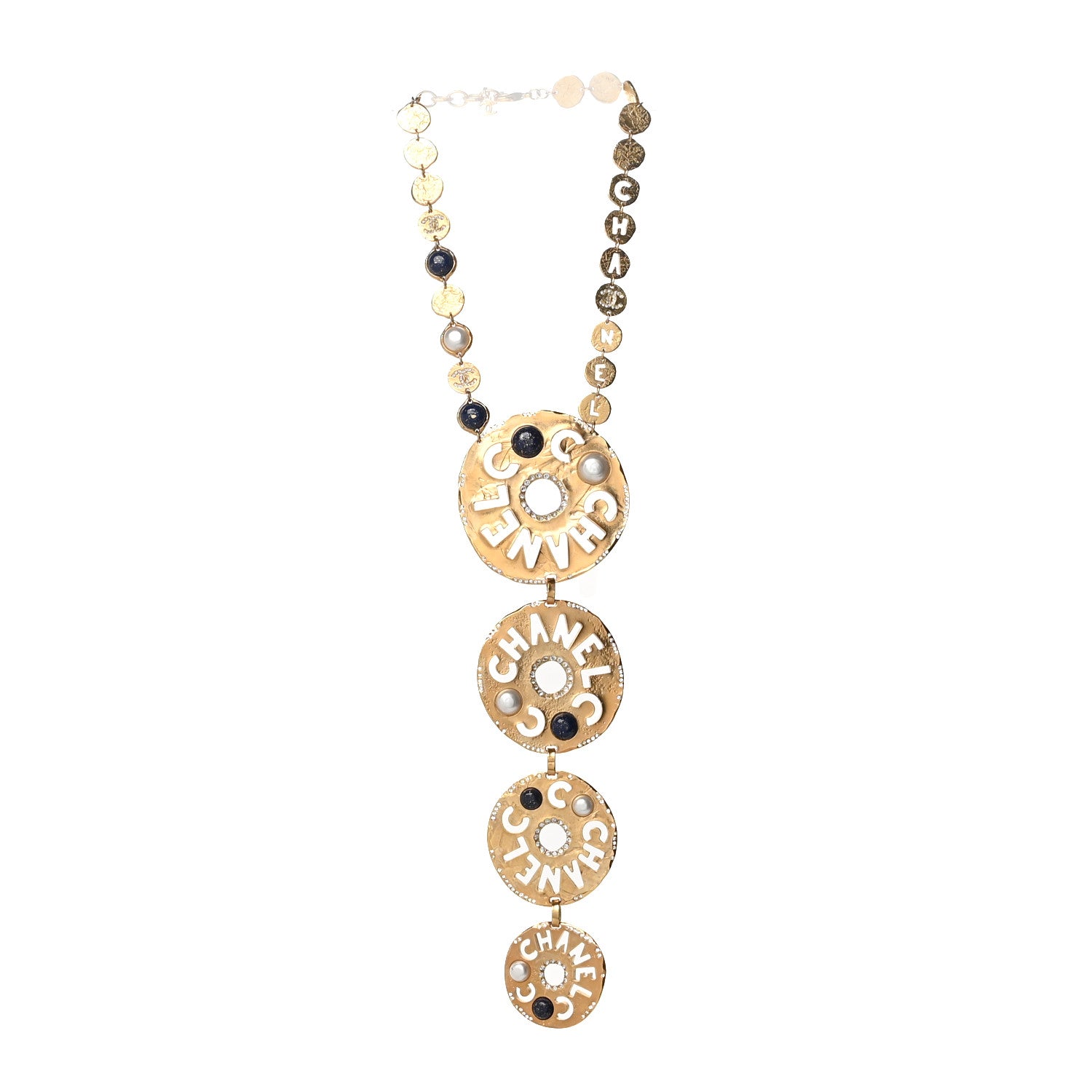 Chanel Crystal Pearl Papyrus Long Necklace Gold 3 of 5