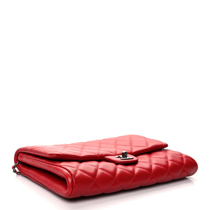 Chanel Lambskin Quilted Clutch With Chain Flap Red 3 of 9