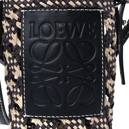 Loewe Calfskin Raffia Paula's Ibiza Pocket Bucket Bag Natural Navy Blue 8 of 10