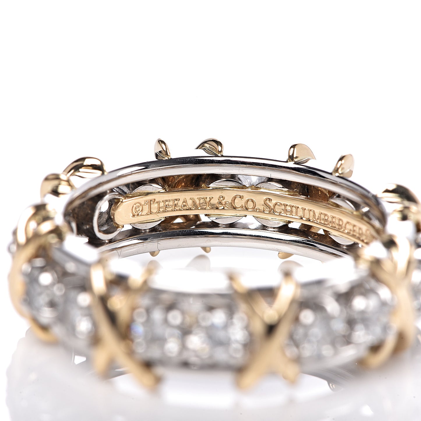 Platinum 18K Yellow Gold Diamond Schlumberger Sixteen Stone Ring 55 7.25