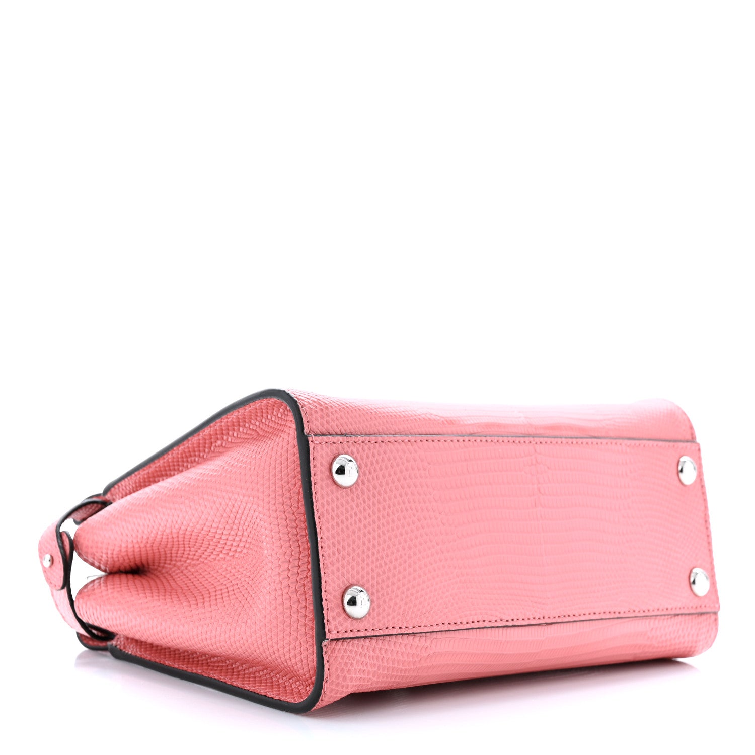 Fendi Lizard Nappa Mini Plexi Handle Peekaboo Iconic Satchel Pink Black 4 of 10