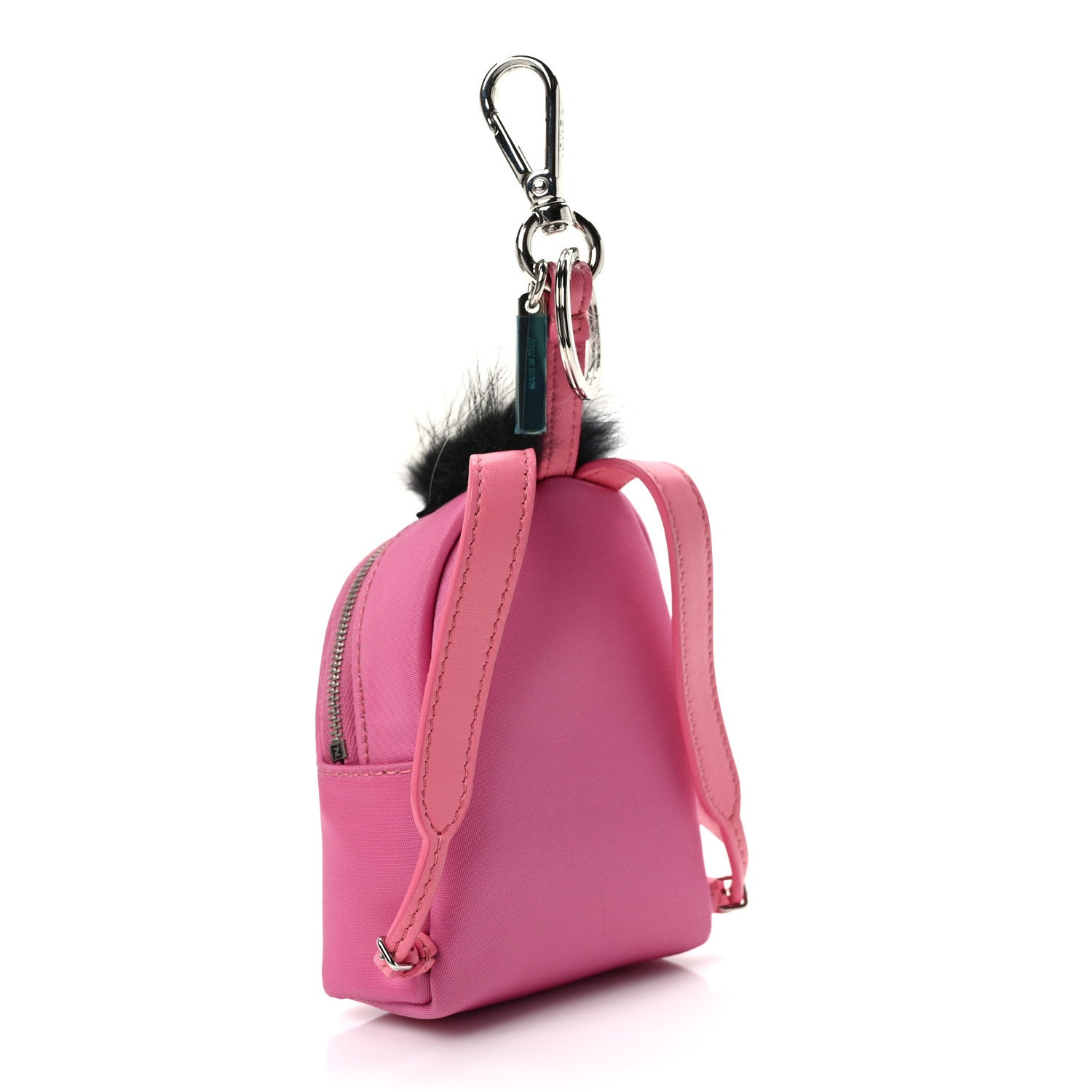 Fendi Nylon Shiny Nappa Nutria Fox Fur Monster Eyes Mini Backpack Charm Lollypop Rosa Fluo Multicolor 3 of 8
