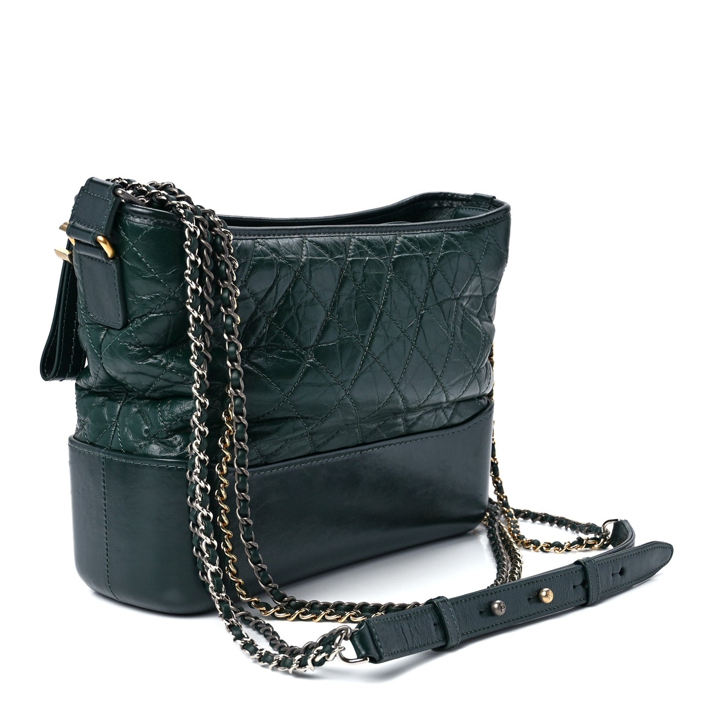 Aged Calfskin Quilted Medium Gabrielle Hobo Dark Green