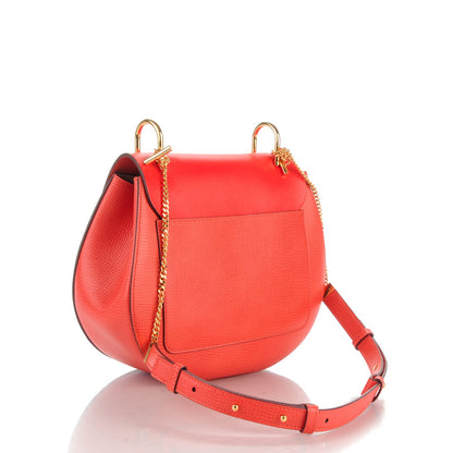 Chloe Grained Calfskin Lambskin Medium Drew Shoulder Bag Coral Pop 3 of 7