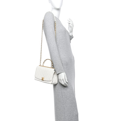 Chanel Lambskin Quilted La Parisienne Top Handle Flap White 2 of 16
