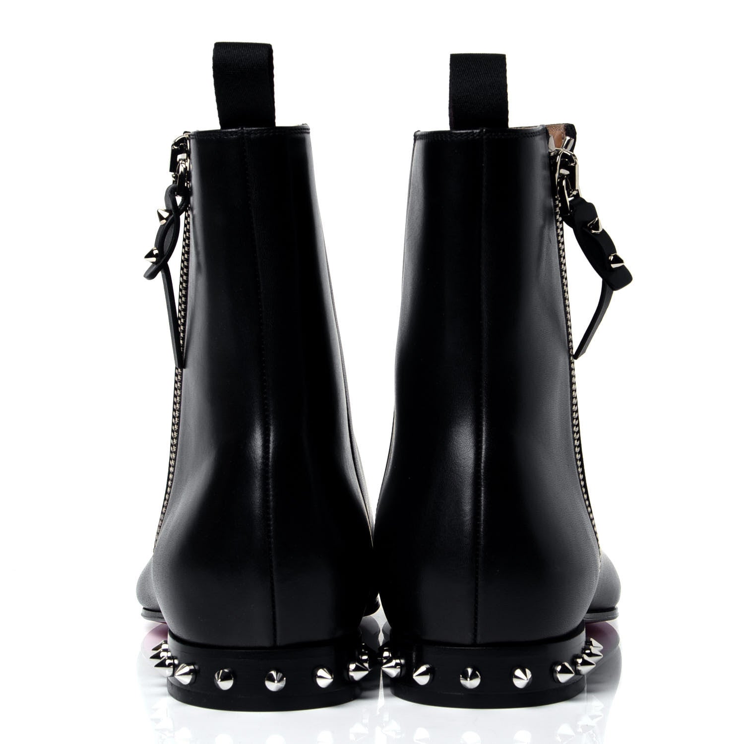 Christian Louboutin Calfskin Spikes Roadirik Flat Boots 43 Black 4 of 6
