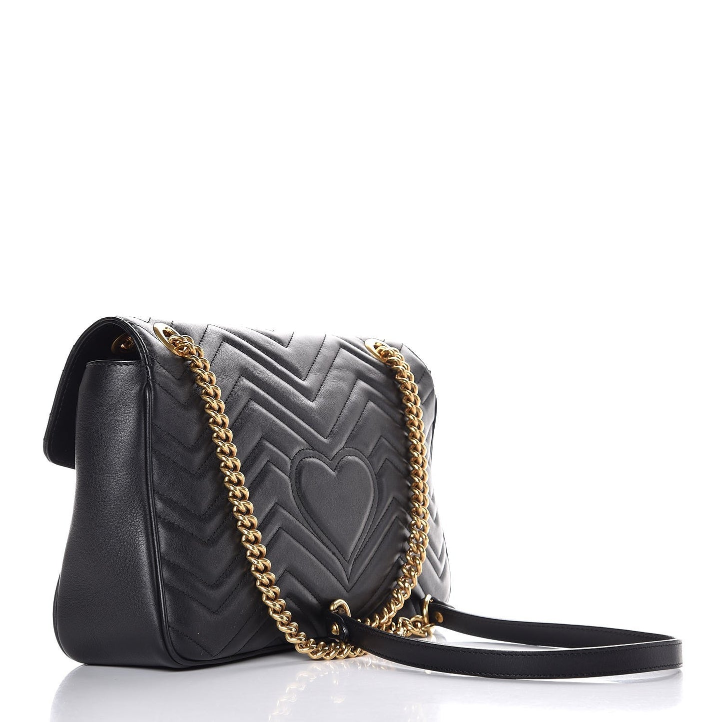 Calfskin Matelasse Medium GG Marmont Shoulder Bag Black