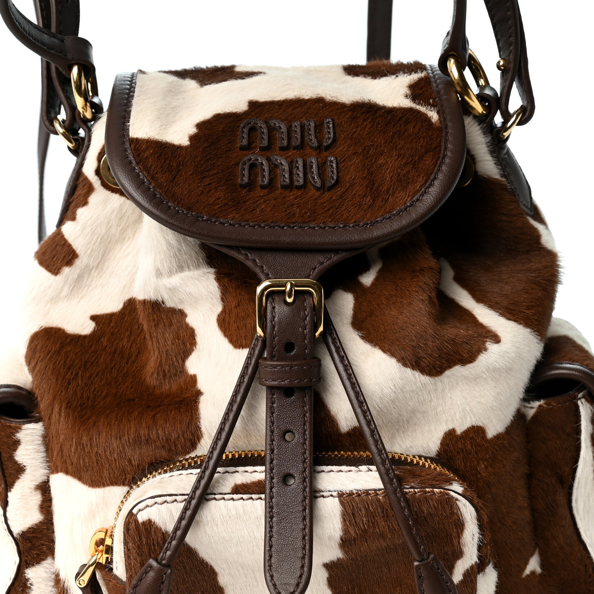 Miu Miu Nappa Calf Hair Printed Mini Backpack White Burnt Sienna 6 of 8