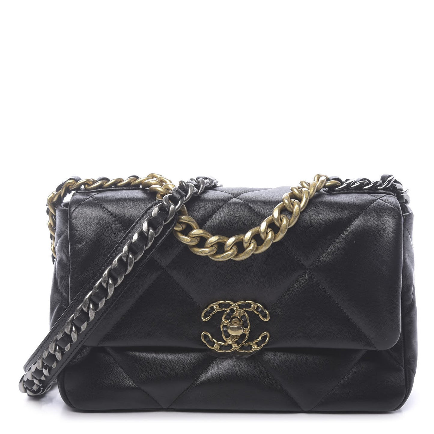Goatskin Quilted Medium 19 Flap Black