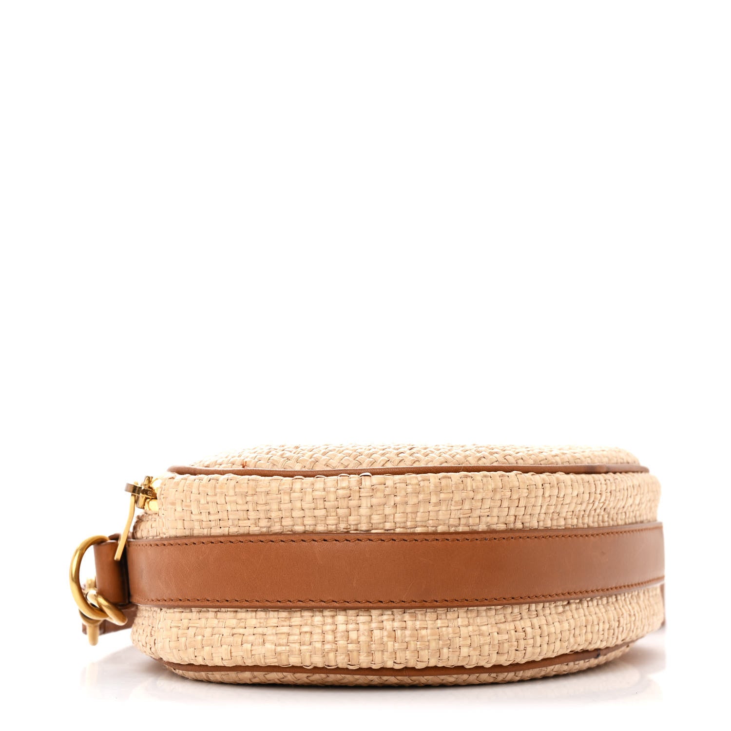 Saint Laurent Raffia Calfskin Round Camera Bag Golden Ecru Brick 4 of 11