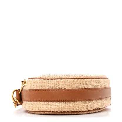 Saint Laurent Raffia Calfskin Round Camera Bag Golden Ecru Brick 4 of 11