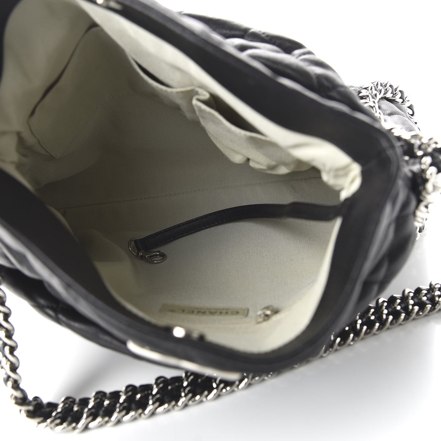 Washed Lambskin Chain Around Hobo Black